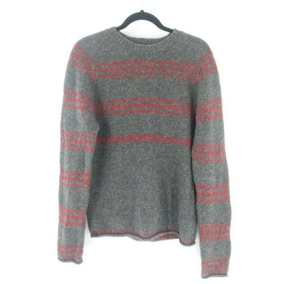 J.CREW Sweaters - J Crew Handknit Wool SweaterPullover Gray Red Womens Small